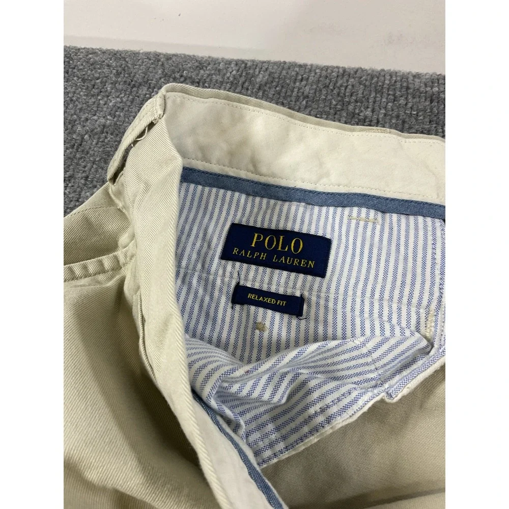 Polo Ralph Lauren Pants 42x32 Khaki Beige Relaxed Fit 100% Cotton Chino Casual M